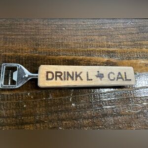 Wooden Handle Bottle Opener Drink Local Texas